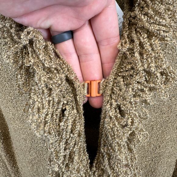 Dialogue Sweater Womens Size XS Brown Acrylic Blend Boucle Fringe Cardigan NWT - Picture 5 of 15